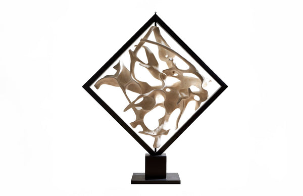 Phillips Collection Cast Revolving Diamond Sculpture - Unique Organic Root Design With Elegant White Stone Finish Black,White Resin Ph116838