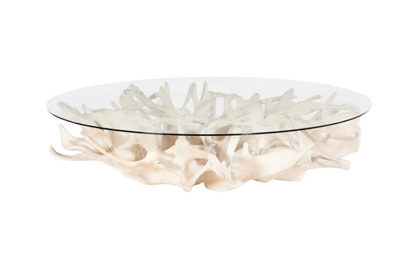 Phillips Collection Cast Root Coffee Table - Nature-inspired Art Piece For Elegant Living Spaces And Unique Décor Off White Resin Ph117055