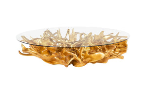Phillips Collection Cast Root Coffee Table - Nature-inspired Art Piece For Elegant Living Spaces And Unique Décor Gold Resin Ph117056