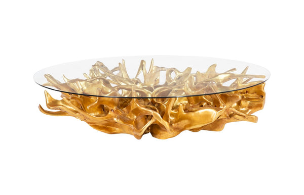 Phillips Collection Cast Root Coffee Table - Nature-inspired Art Piece For Elegant Living Spaces And Unique Décor Gold Resin Ph117056