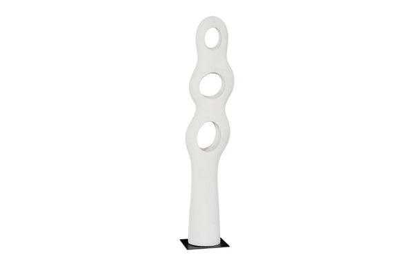 Phillips Collection Triple Interlocking Circle Tall Resin Sculpture with Aged Stone Finish for Patio or Entryway PH117185