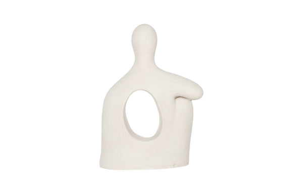 Phillips Collection Seated Sculpture: Abstract Art Piece Celebrating Human Form To Elevate Your Home Décor Elegantly Off White Resin Ph117199