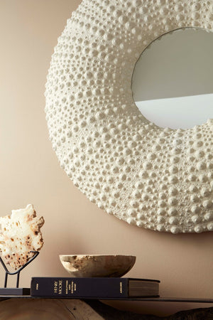 Phillips Collection Sea Urchin Decorative Wall Mirror - Sculptural Coastal Charm with Off-White Finish for Any Room PH117337