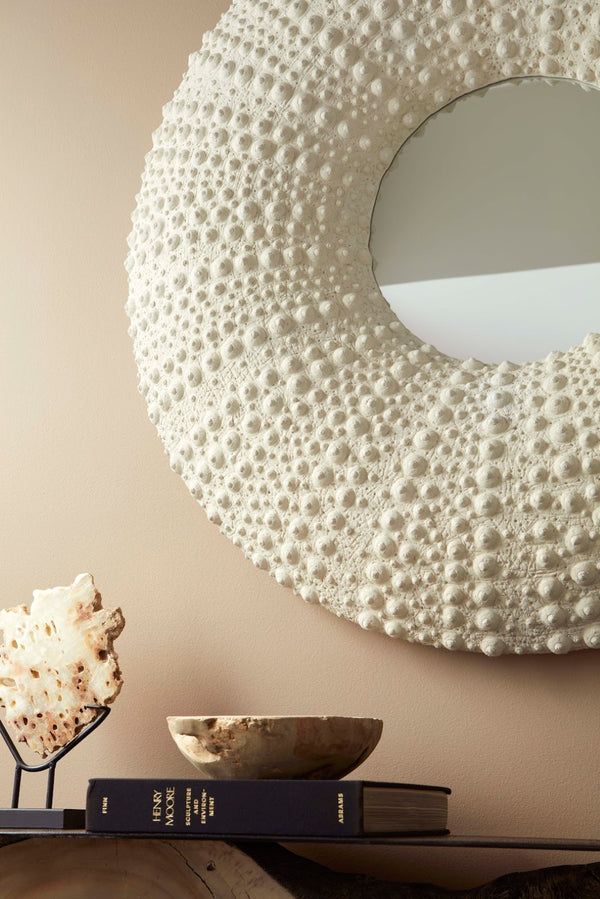 Phillips Collection Sea Urchin Decorative Wall Mirror - Sculptural Coastal Charm with Off-White Finish for Any Room PH117337