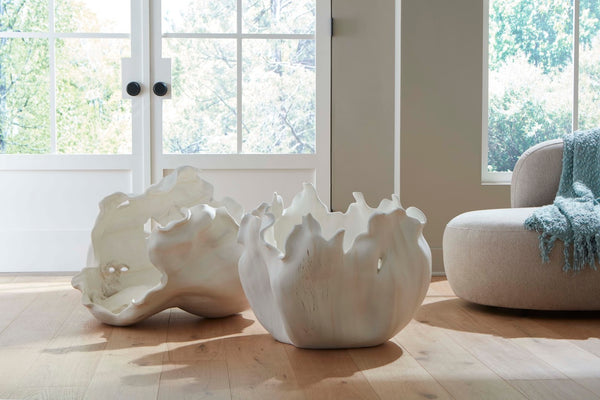 Phillips Collection Cast Root Bowl - Faux Bleached Resin Decorative Accent for Coastal-Modern Interiors & Centerpieces PH117412