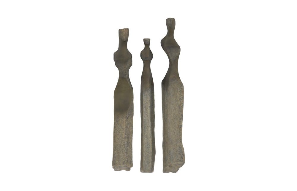 Phillips Collection Cast Elegant Abstract Women Wall Art Set of 3 - Vintage Splinter Stone Finish for Timeless Decor PH117413
