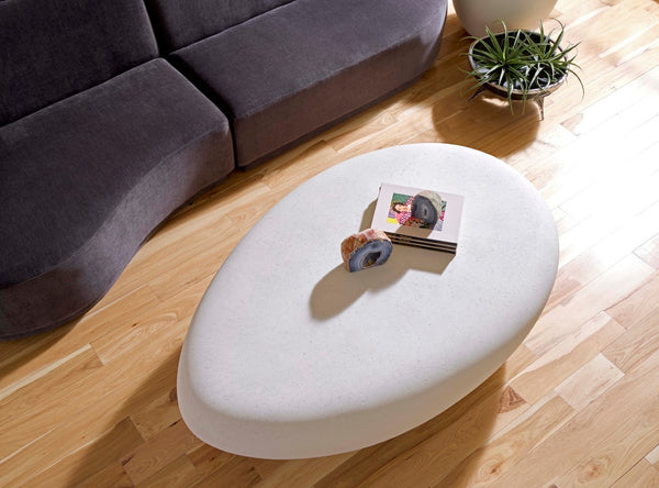 Phillips Collection River Stone Coffee Table – Sculptural Design with Smooth Silhouette for Modern Organic Living Spaces Roman Stone, Extra Large PH118298