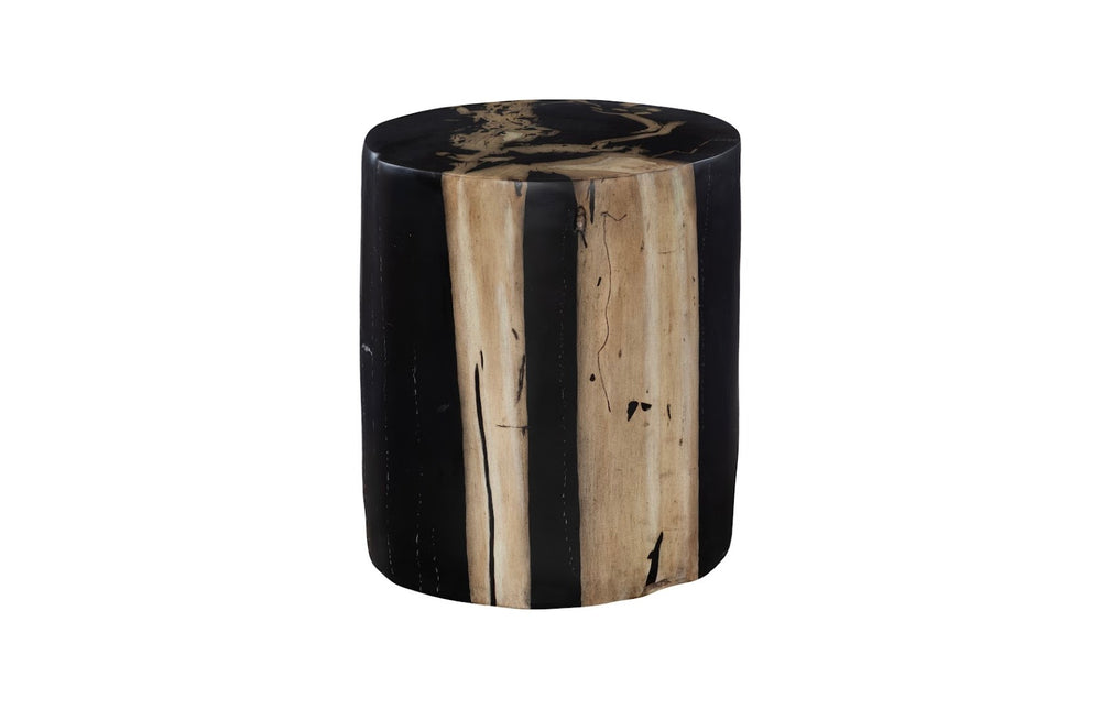 Phillips Collection Cast Beige Round Petrified Wood Stool – Nature-inspired Design With Authentic Wood Grain Finish Black,Brown Resin Ph118727