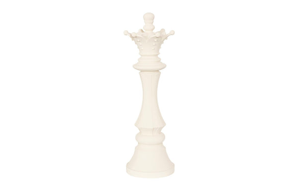 Phillips Collection Queen Chess Sculpture - Elegant Off-White Cast Stone Art Piece for Home, Garden, or Game Room Decor PH118742
