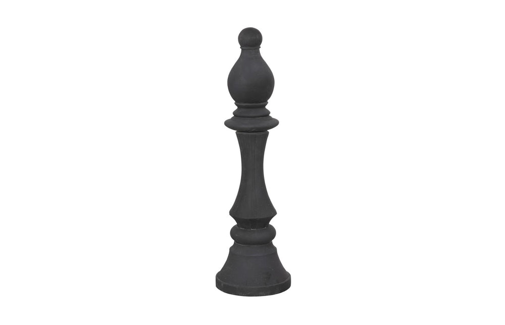 Phillips Collection Bishop Chess Sculpture - Elegant Black Cast Stone Accent for Indoor & Outdoor Décor, 40 Inches Tall PH118745