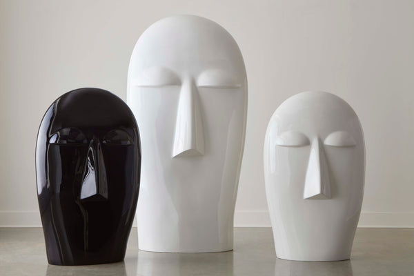 Phillips Collection Emerging Face Sculpture - Modern Cycladic Design for Outdoor Spaces, Weather-Resistant and Elegant Gel Coat Black, Small PH118768