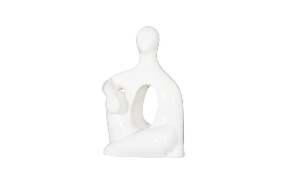 Phillips Collection Seated Sculpture in Gel Coat White - Abstract Human Form for Elegant Indoor & Outdoor Decor Accent PH118769