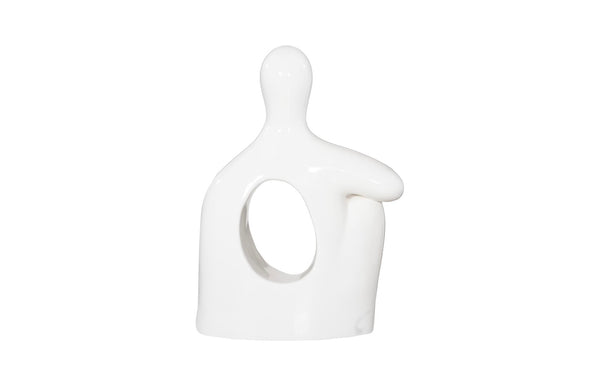 Phillips Collection Seated Sculpture: Abstract Art Piece Celebrating Human Form To Elevate Your Home Décor Elegantly White Resin Ph118769