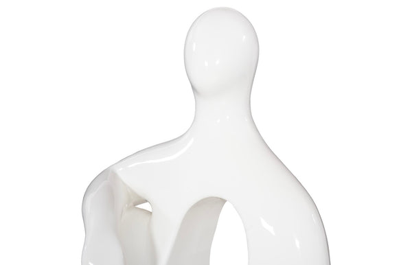 Phillips Collection Seated Sculpture: Abstract Art Piece Celebrating Human Form To Elevate Your Home Décor Elegantly White Resin Ph118769