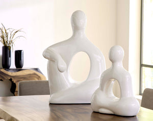 Phillips Collection Seated Sculpture in Gel Coat White - Abstract Human Form for Elegant Indoor & Outdoor Decor Accent PH118769