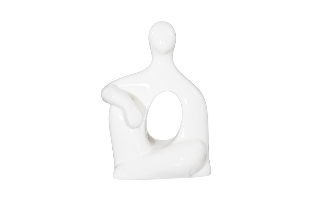 Phillips Collection Seated Sculpture in Gel Coat White - Abstract Human Form for Elegant Indoor & Outdoor Decor Accent PH118769