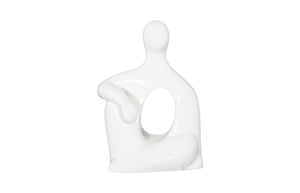 Phillips Collection Seated Sculpture: Abstract Art Piece Celebrating Human Form To Elevate Your Home Décor Elegantly White Resin Ph118769