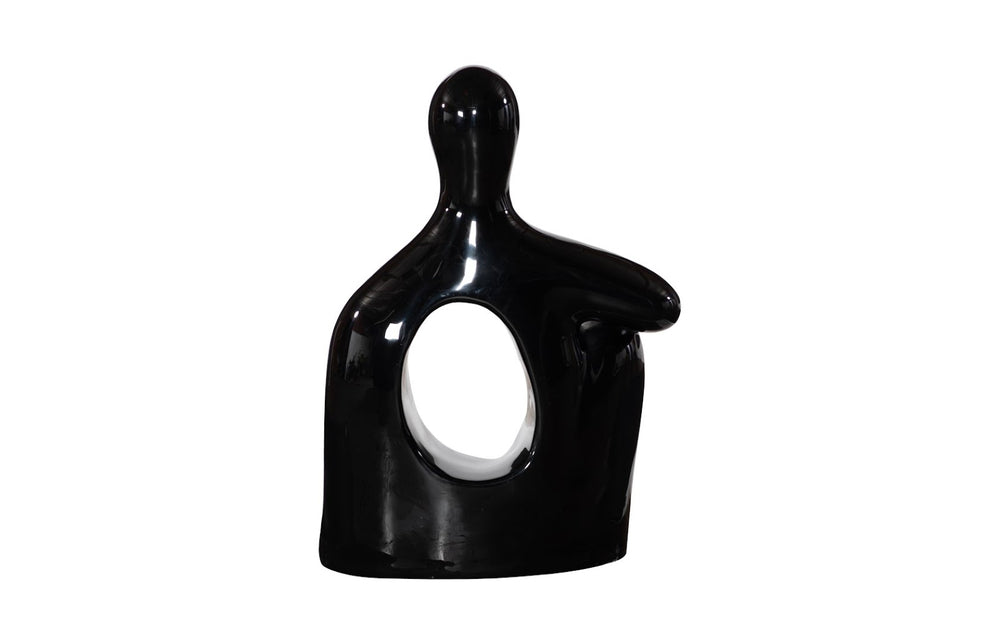 Phillips Collection Seated Sculpture: Abstract Art Piece Celebrating Human Form To Elevate Your Home Décor Elegantly Black Resin Ph118770