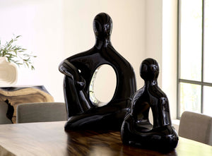 Phillips Collection Seated Sculpture - Modern Abstract Art in Gel Coat Black for Stylish Home & Office Décor Spaces PH118770