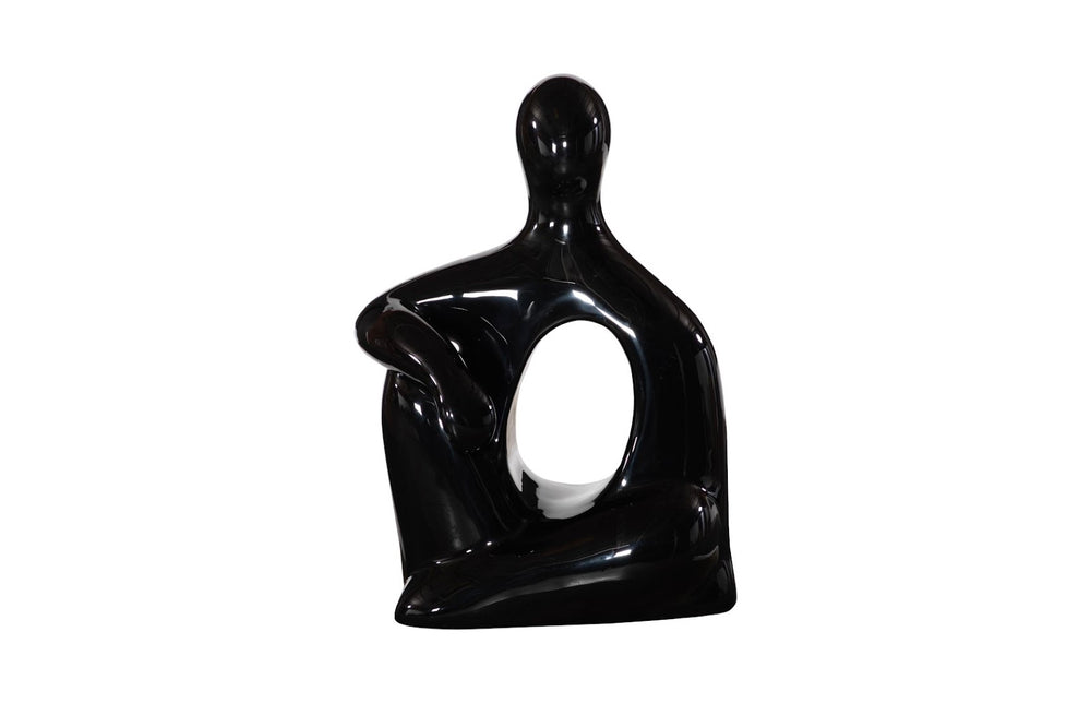 Phillips Collection Seated Sculpture: Abstract Art Piece Celebrating Human Form To Elevate Your Home Décor Elegantly Black Resin Ph118770