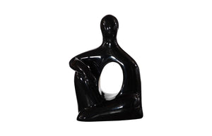 Phillips Collection Seated Sculpture: Abstract Art Piece Celebrating Human Form To Elevate Your Home Décor Elegantly Black Resin Ph118770