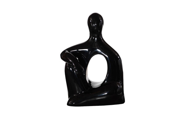 Phillips Collection Seated Sculpture: Abstract Art Piece Celebrating Human Form To Elevate Your Home Décor Elegantly Black Resin Ph118770