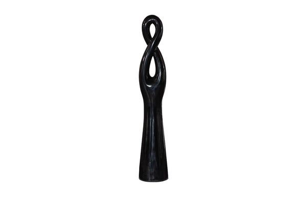 Phillips Collection Twisted Sculpture: Striking Abstract Art Piece For Modern Outdoor Spaces With Elegant Finish Black Resin Ph118780