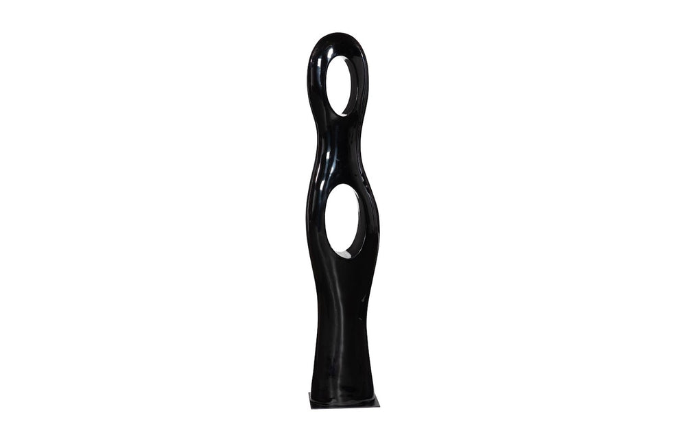 Phillips Collection Double Circle Sculpture - Modern Geometric Design for Indoor & Outdoor Elegance and Style Gel Coat Black PH118784