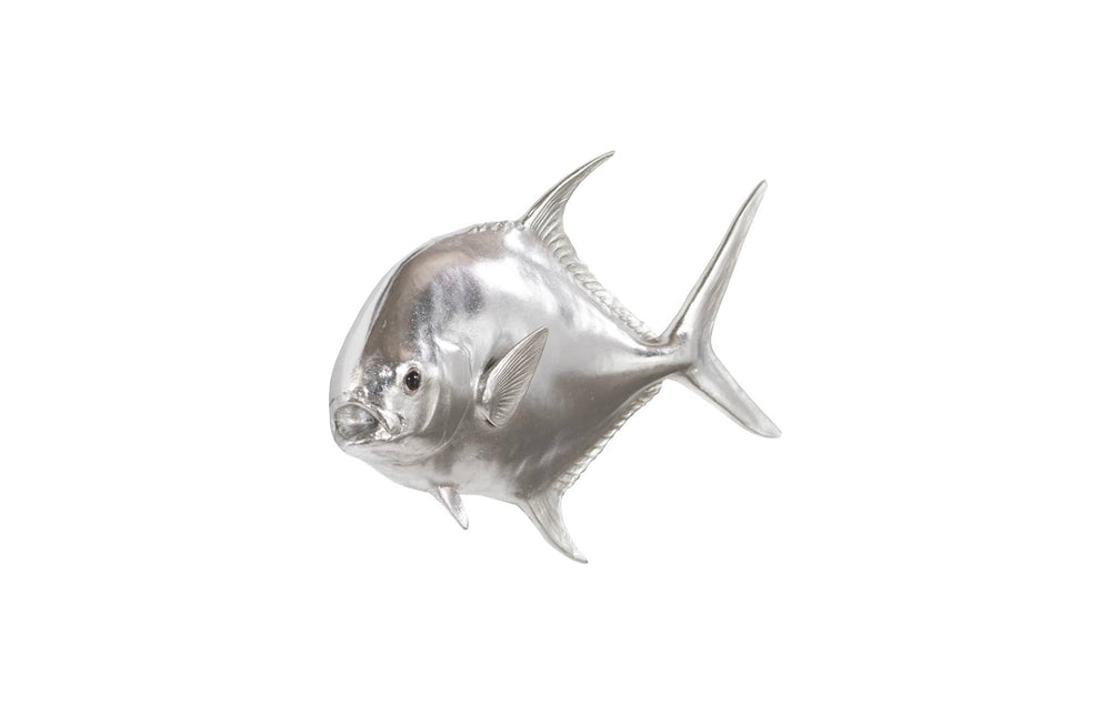 Phillips Collection Permit Fish Silver Leaf Wall Sculpture - Modern Decorative Art For Beachfront, Lakefront & Urban Spaces Silver Resin Ph118798