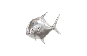 Phillips Collection Permit Fish Silver Leaf Wall Sculpture - Modern Decorative Art For Beachfront, Lakefront & Urban Spaces Silver Resin Ph118798