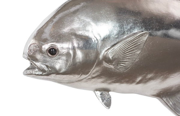Phillips Collection Permit Fish Silver Leaf Wall Sculpture - Modern Decorative Art For Beachfront, Lakefront & Urban Spaces Silver Resin Ph118798