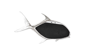 Phillips Collection Permit Fish Silver Leaf Wall Sculpture - Modern Decorative Art For Beachfront, Lakefront & Urban Spaces Silver Resin Ph118798