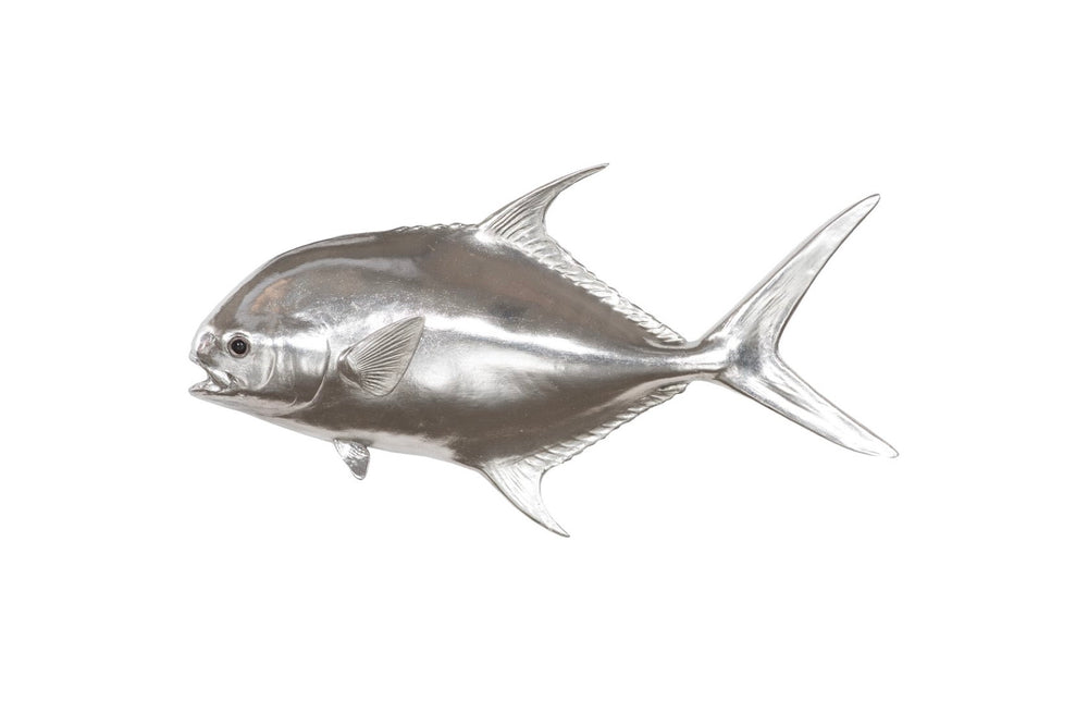 Phillips Collection Permit Fish Silver Leaf Wall Sculpture - Modern Decorative Art For Beachfront, Lakefront & Urban Spaces Silver Resin Ph118798
