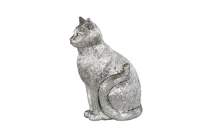 Phillips Collection Cat Sitting Sculpture - Artisan-crafted Resin Cat Art Piece For Passionate Cat Lovers' Homes Silver Resin Ph119102