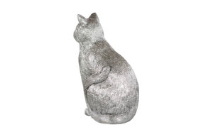 Phillips Collection Cat Sitting Sculpture - Artisan-crafted Resin Cat Art Piece For Passionate Cat Lovers' Homes Silver Resin Ph119102