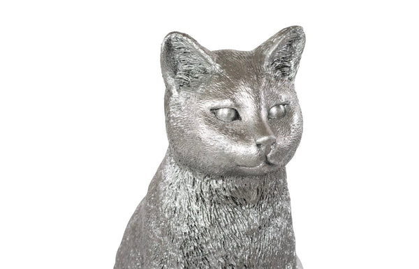 Phillips Collection Cat Sitting Sculpture - Artisan-crafted Resin Cat Art Piece For Passionate Cat Lovers' Homes Silver Resin Ph119102