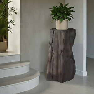 Phillips Collection Stratified Cast Stone Pedestal - Elegant Slate Gray Accent for Art, Plants & Contemporary Decor PH119126