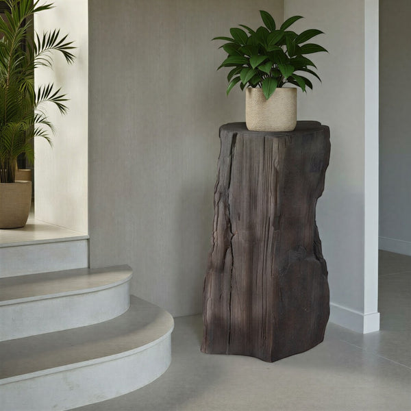 Phillips Collection Stratified Cast Stone Pedestal - Elegant Slate Gray Accent for Art, Plants & Contemporary Decor PH119126