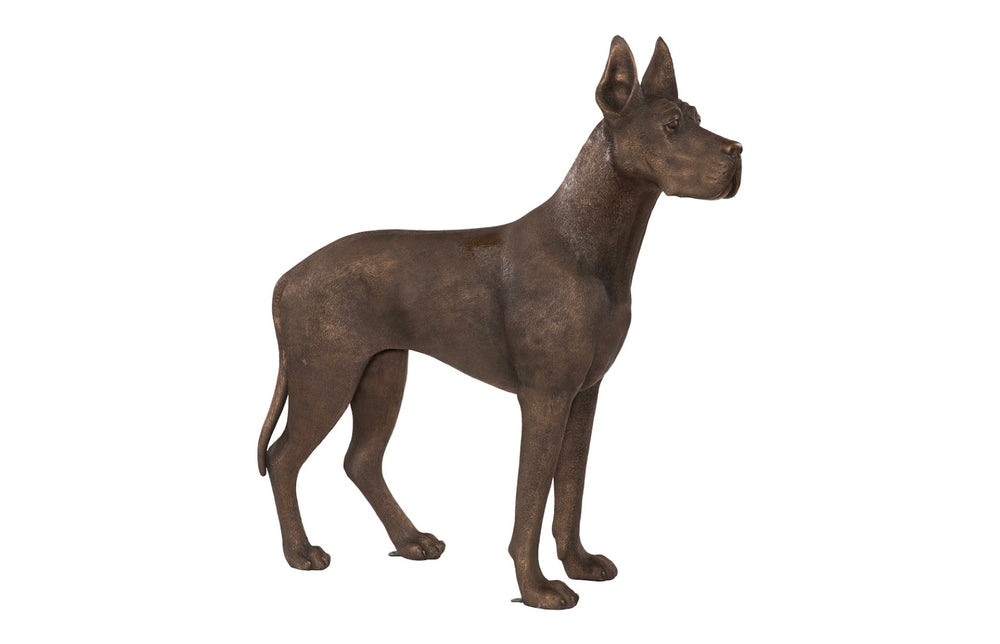 Phillips Collection Great Dane Sculpture: Stunning Bronze Art Piece Of Playful Elegance For Home Or Garden Décor Brown Resin Ph119127
