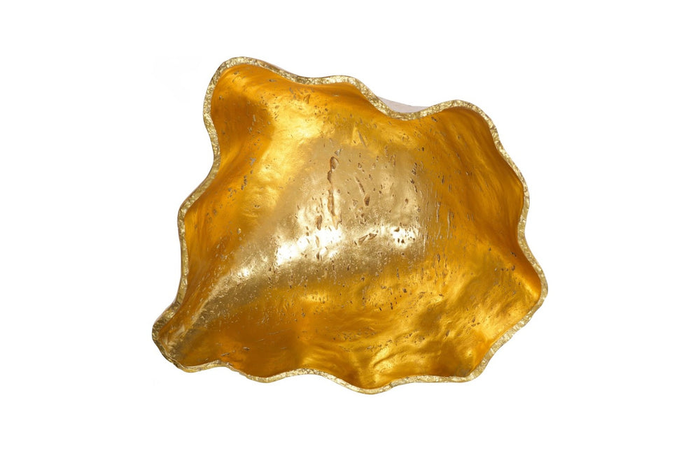 Phillips Collection Cast Onyx Bowl in Gold Leaf - Large, Sculptural Centerpiece for Modern Decor and Elegant Accents PH119205