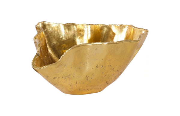 Phillips Collection Cast Onyx Bowl in Gold Leaf - Large, Sculptural Centerpiece for Modern Decor and Elegant Accents PH119205