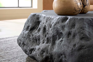 Phillips Collection Cast Boulder Coffee Table - Durable Resin Construction with Realistic Stone Finish for Indoor and Outdoor Use Charcoal Stone, Large PH119407