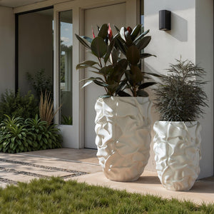 Phillips Collection Drape Planter - Sculptural White Stone Accent for Modern Spaces | Ideal for Indoor & Outdoor Use PH119409