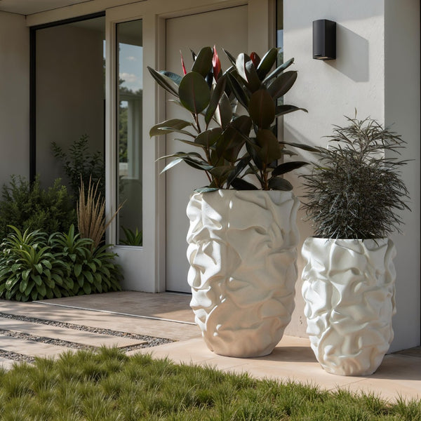 Phillips Collection Drape Planter - Sculptural White Stone Accent for Modern Spaces | Ideal for Indoor & Outdoor Use PH119409