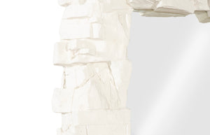 Phillips Collection Rocky Ridge Dress Mirror – Sculptural White Stone Reflection With Natural Chiseled Elegance White Resin,Stone Composite Ph119412