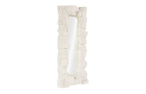 Phillips Collection Rocky Ridge Dress Mirror – Sculptural White Stone Reflection With Natural Chiseled Elegance White Resin,Stone Composite Ph119412