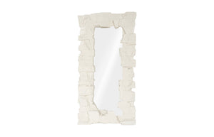 Phillips Collection Rocky Ridge Dress Mirror – Sculptural White Stone Reflection With Natural Chiseled Elegance White Resin,Stone Composite Ph119412