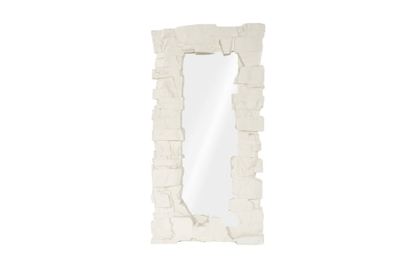 Phillips Collection Rocky Ridge Dress Mirror – Sculptural White Stone Reflection With Natural Chiseled Elegance White Resin,Stone Composite Ph119412