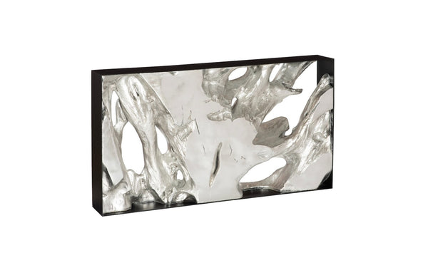Phillips Collection Cast Console Table – Modern Organic Design with Silver Leaf Finish and Black Iron Frame for Elegance PH119445