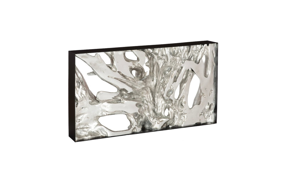 Phillips Collection Cast Console Table – Modern Organic Design with Silver Leaf Finish and Black Iron Frame for Elegance PH119445